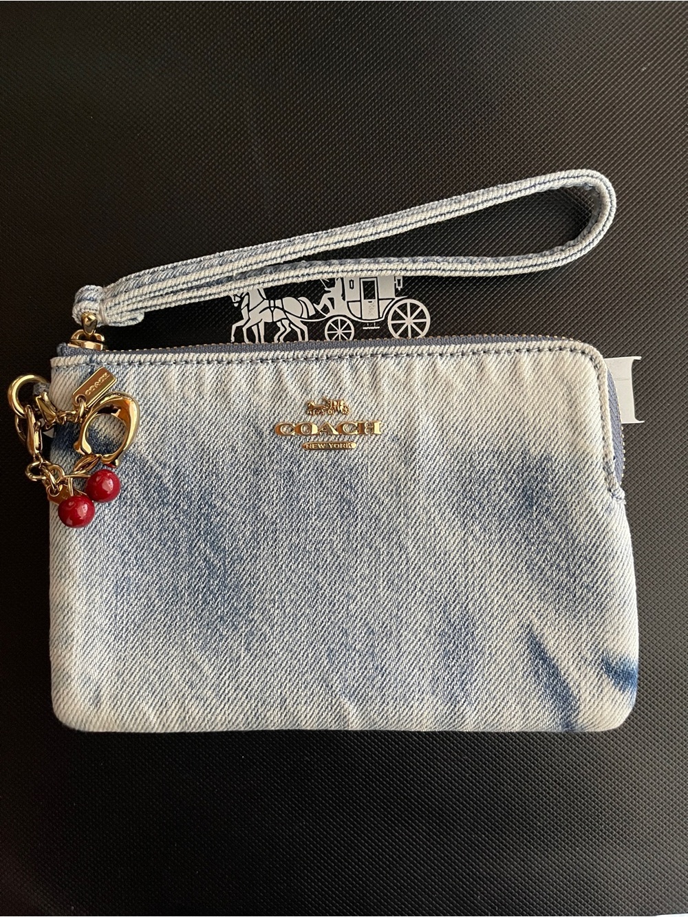 NWOT Coach Wristlet in Loved Denim with Charms - Picture 4 of 4